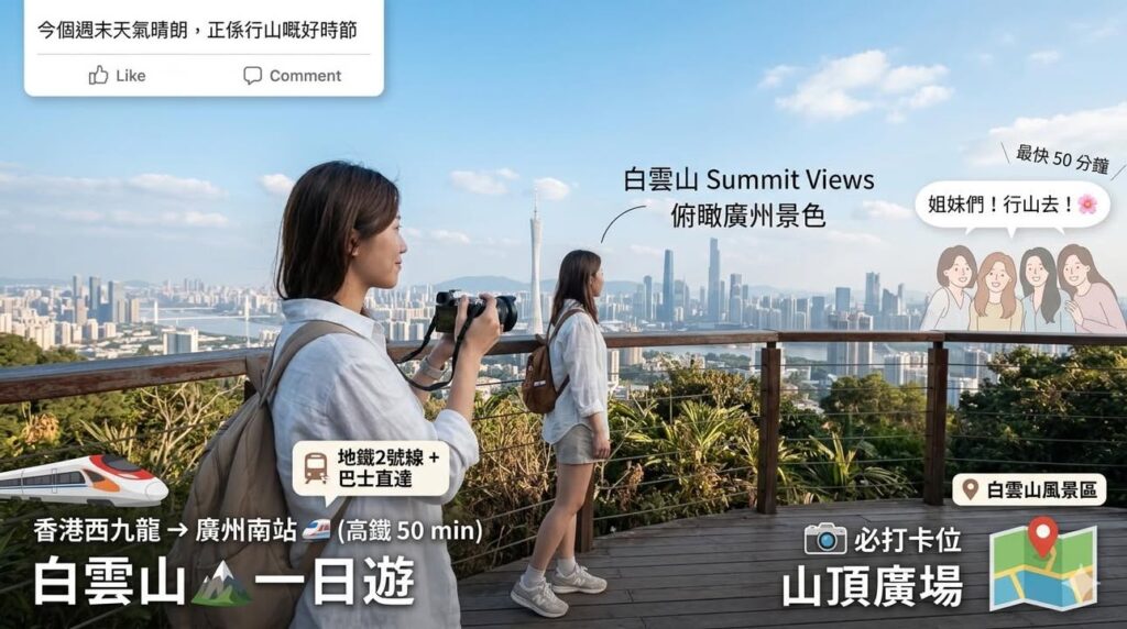深圳姊妹們今個週末天氣晴朗，正係行山嘅好時節🇭🇰配圖,香港人旅行攻略視覺素材