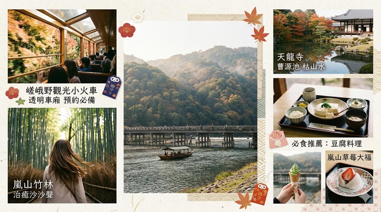 日本姊妹們上次去京都，最難忘嘅一定係嵐山​配圖,香港人旅行攻略視覺素材