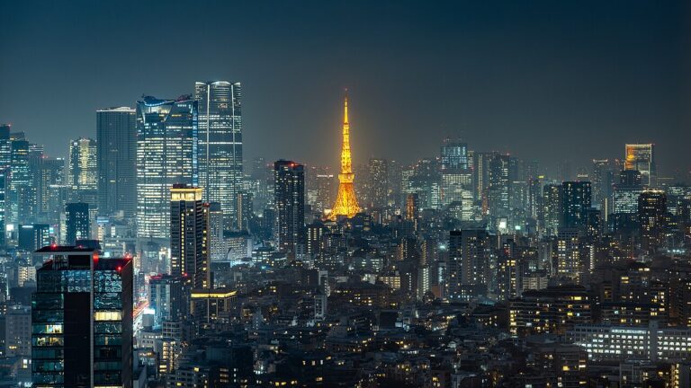 東京城市夜景與東京鐵塔