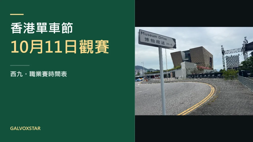 西九龍博物館道路牌與香港單車節10月11日觀賽標題