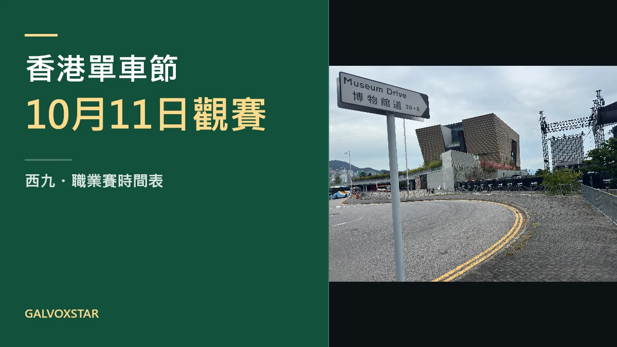 西九龍博物館道路牌與香港單車節10月11日觀賽標題