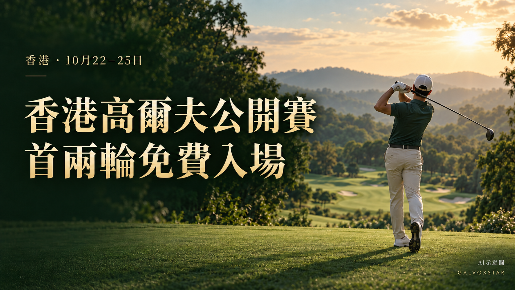 香港高爾夫公開賽首兩輪免費入場概念封面,AI示意圖