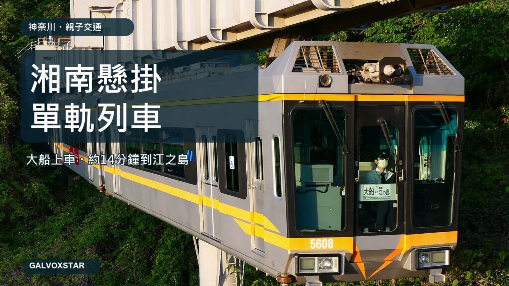 2024年湘南單軌5000系列車懸掛在高架軌道下駛往湘南江之島